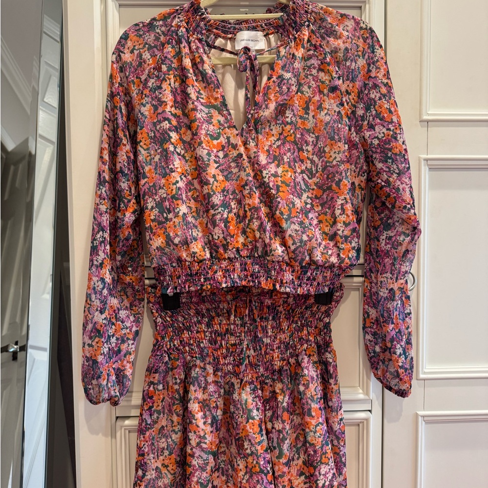 Lavender Brown Vibrant Floral Top and short set